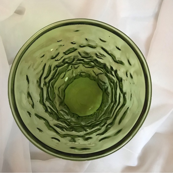 Vintage EO Brody Floral Large Vase 8" Flared Texture Green Glass Cleveland - Picture 2 of 5
